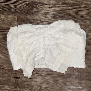 White Lace bow Strapless Top